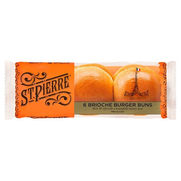 St Pierre Brioche Burger Buns 6 Pack